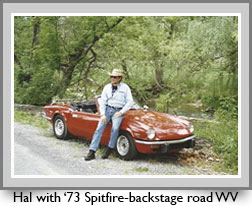 Hal with '73 Spitfie-backstage road WV